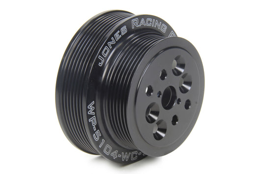 Water Pump Pulley - Serpentine - 6-Rib - Dual - 5 in Diameter - 5/8 in or 3/4 in Shaft - 4-Bolt Pattern - Aluminum - Black Anodized - Universal - Each