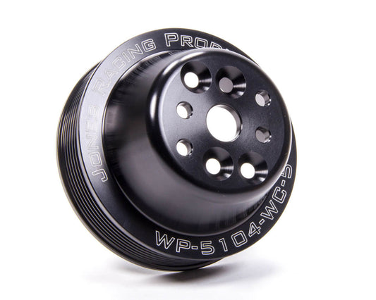 Water Pump Pulley - Serpentine - 7-Rib - 5 in Diameter - 5/8 in or 3/4 in Shaft - 4-Bolt Pattern - Aluminum - Black Anodized - Universal - Each