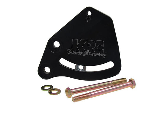 Power Steering Pump Bracket - Driver Side Block Mount - Aluminum - Black Anodized - KRC Pump - Small Block Chevy - Kit