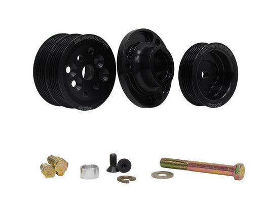 Pulley Kit - 6-Rib Serpentine - Billet Aluminum - Black Anodized - Small Block Chevy - Kit