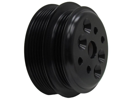 Water Pump Pulley - Serpentine - 6-Rib / 3-Rib - 4 in Diameter - Aluminum - Black Anodized - Small Block Chevy / Ford - Each