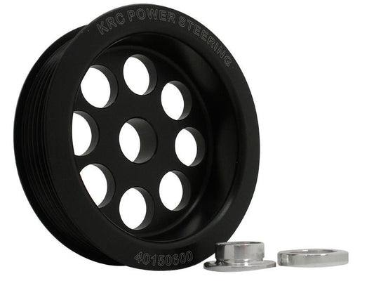 Alternator Pulley - Serpentine - 6-Rib - 3.5 in Diameter - Aluminum - Black Anodized - Denso / Delco Alternators - Each