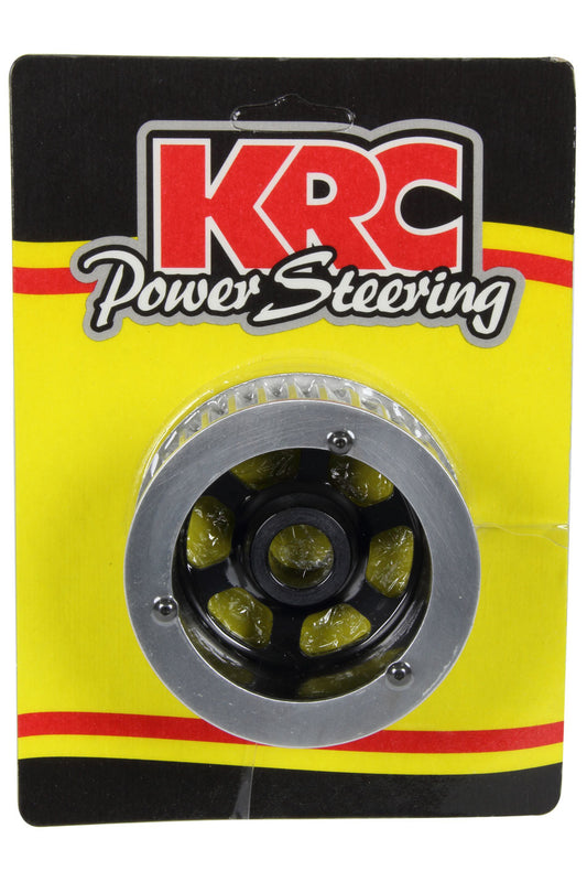 Power Steering Pump Pulley - Elite Series - HTD - 32 Tooth - 30 mm Wide - Press-On - Aluminum - Black Anodized - KRC Pumps - Each