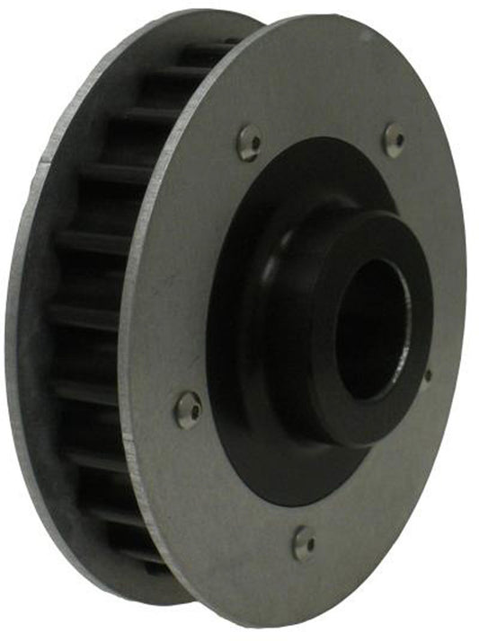 Alternator Pulley - HTD - 24 Tooth - 10 mm Bore - Belt Guides - Aluminum - Black Anodized - Each