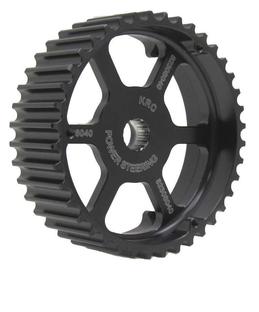 Power Steering Pump Pulley - HTD - 40 Tooth - 30 mm Wide - 17 Spline - Aluminum - Black Anodized - KRC Pumps - Each