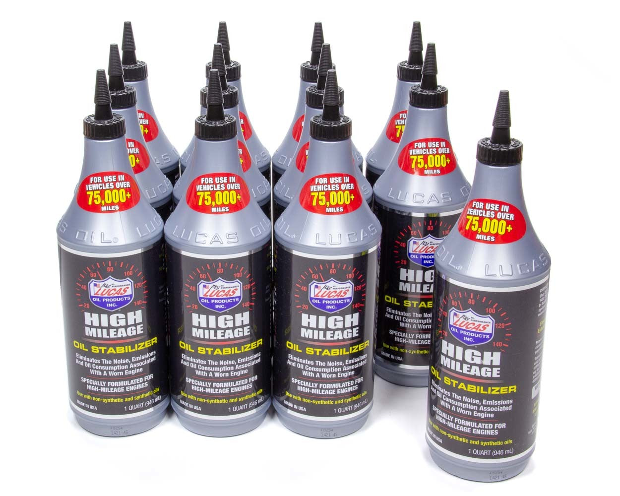 Motor Oil Additive - High Mileage Oil Stabilizer - 1 qt Bottle - Set of 12