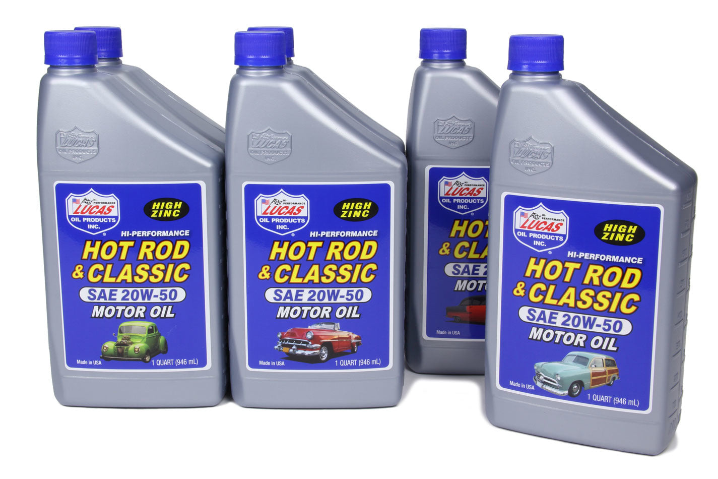 Motor Oil - Hot Rod and Classic Car - High Zinc - 20W50 - Conventional - 1 qt Bottle - Set of 6