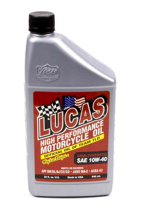 Motor Oil - High Performance - 10W40 - Semi-Synthetic - 1 qt Bottle - Motorcycle - Each