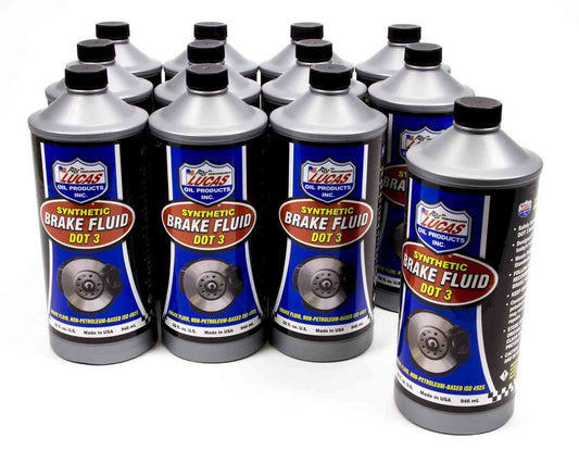 Brake Fluid - DOT 3 - Synthetic - 1 qt Bottle - Set of 12