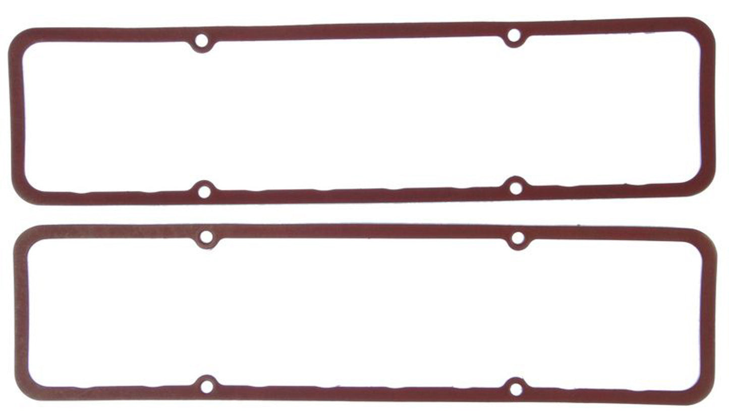 Valve Cover Gasket - 0.080 in Thick - PTFE Coated Fiber - 12 / 18 Degree Heads - Small Block Chevy - Pair