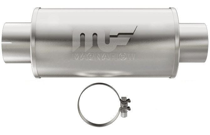 Muffler - 4 in Center Inlet - 4 in Center Outlet - 7 in Diameter - 20 in Long - Stainless - Satin - Universal - Each