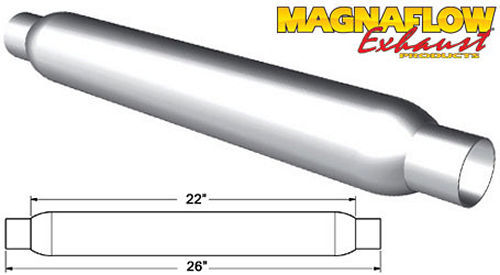 Muffler - Glass Pack - 2 in Center Inlet - 2 in Center Outlet - 3-1/2 in Diameter Body - 26 in Long - Steel - Aluminized - Universal - Each