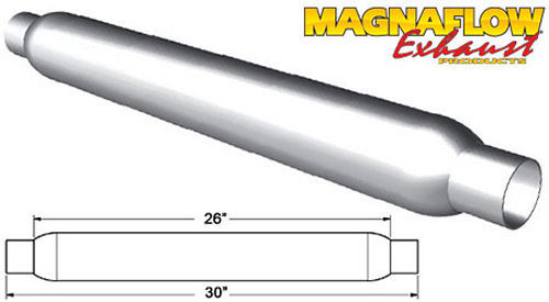 Muffler - Glass Pack - 2 in Center Inlet - 2 in Center Outlet - 3-1/2 in Diameter Body - 30 in Long - Steel - Aluminized - Universal - Each