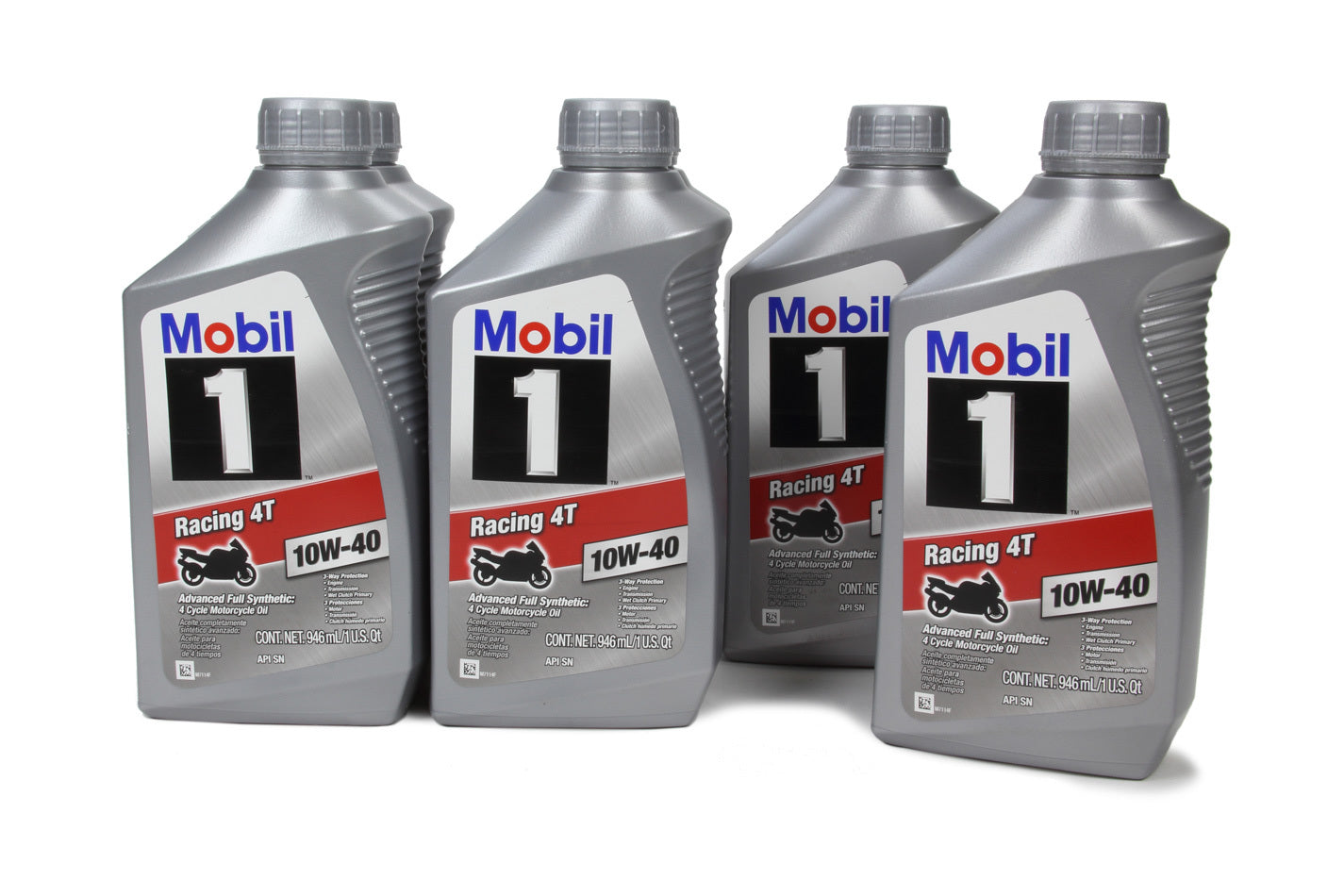 Motor Oil - Racing 4T - 10W40 - Synthetic - 1 qt Bottle - Set of 6