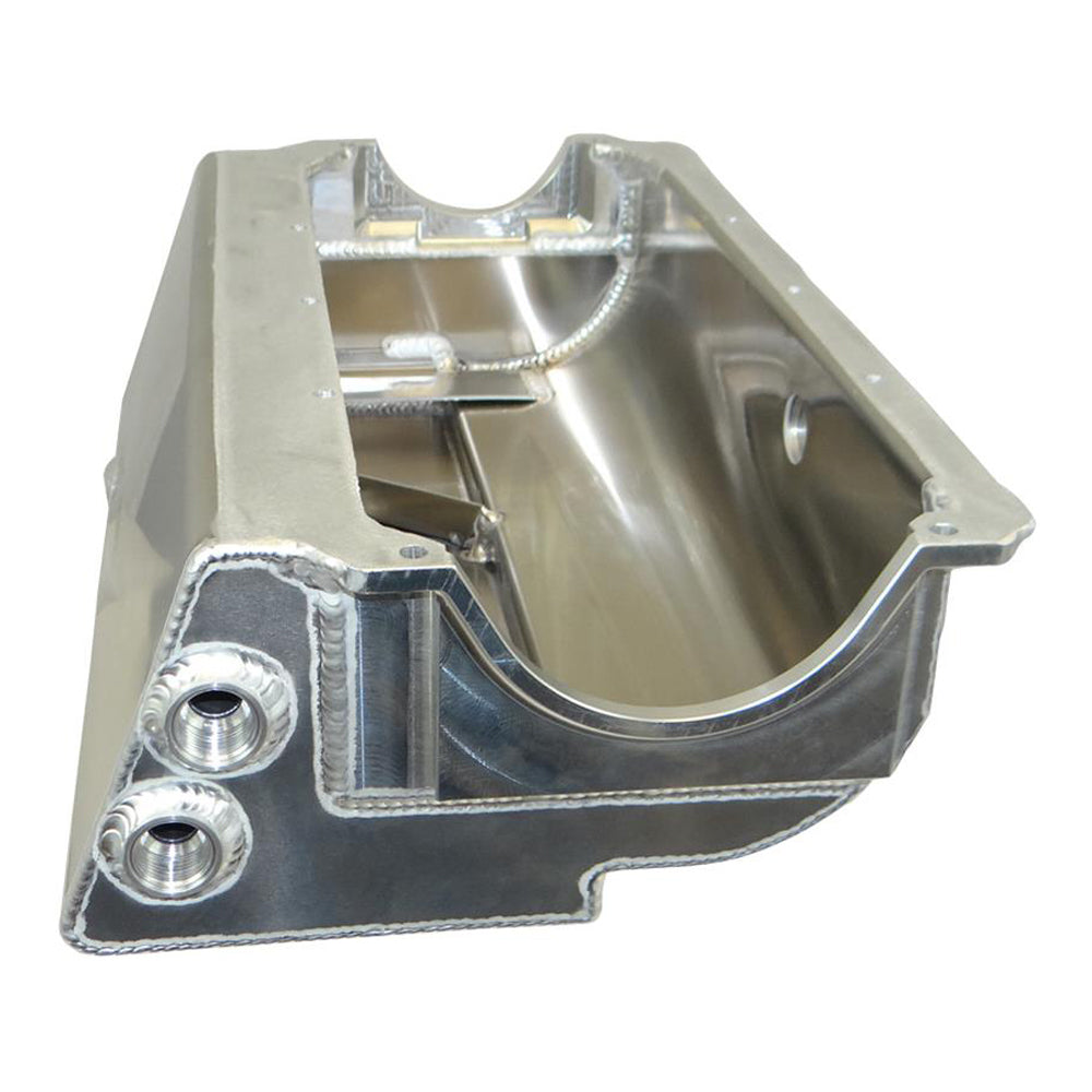 Engine Oil Pan - Dry Sump - 6.5 in Deep - Two 12 AN Female Passenger Side Pickups - Steel - Zinc Plated - 2-Piece Seal - Small Block Chevy - 410 Sprint Car - Each