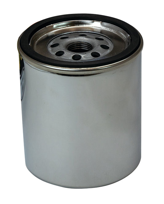 Oil Filter - Canister - Screw-On - 4.281 in Tall - 13/16-16 in Thread - Steel - Chrome - Chevy Short Type - Each