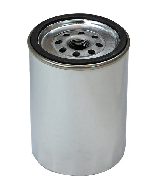 Oil Filter - Canister - Screw-On - 5.250 in Tall - 13/16-16 in Thread - Steel - Chrome - Chevy Long Type - Each