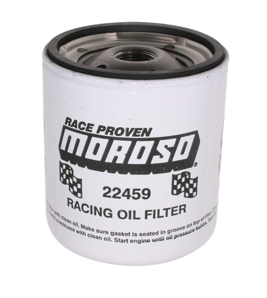 Oil Filter - Canister - Screw-On - 4.281 in Tall - 13/16 in-16 Thread - Steel - White Paint - Chevy Short Type - Each