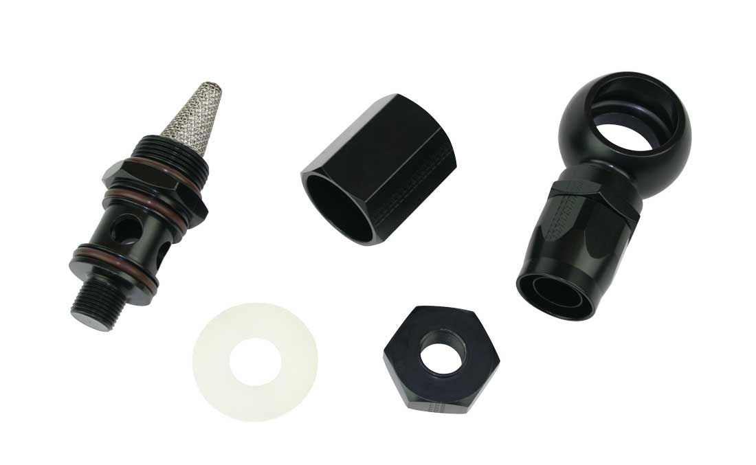 Fitting - Hose End - Straight - 16 AN Crimp to 16 AN Banjo - Aluminum - Black Anodized - Each