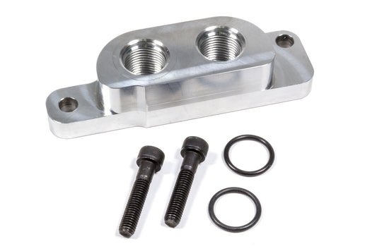 Oil Filter Adapter - Bypass - Block Mount - 10 AN Female Inlet - 10 AN Female Outlet - Billet Aluminum - Natural - Each