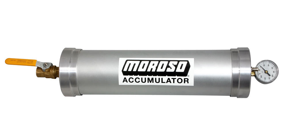 Oil Accumulator - Heavy Duty - 3 qt Capacity - 23 x 4.75 in - 1/2 in NPT Fitting / Shutoff - Aluminum - Natural - Each