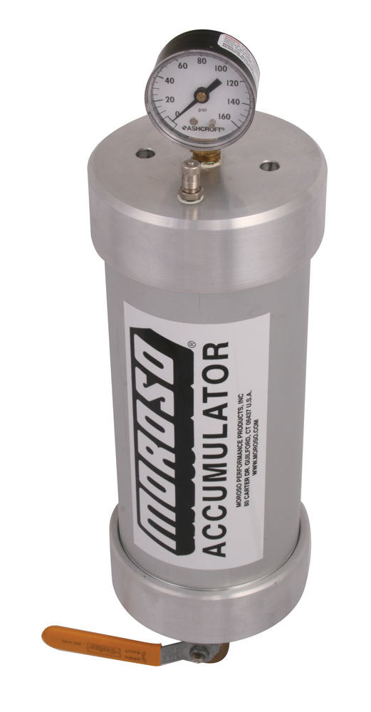 Oil Accumulator - Heavy Duty - 1.5 qt Capacity - 12 x 4.25 in - 1/2 in NPT Fitting / Shutoff - Aluminum - Natural - Each