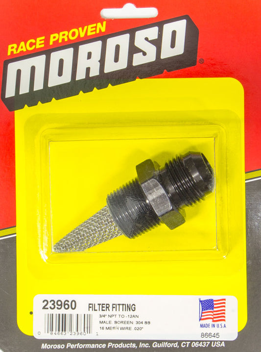 Fitting - Adapter - Straight - 3/4 in NPT Male to 12 AN Male - Stainless External Screen - Aluminum - Black Anodized - Each