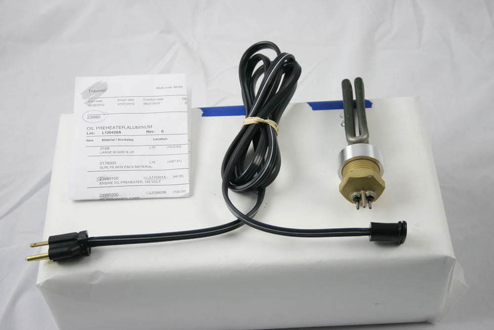 Engine Oil Heater - Internal Element - 212 Watt - 120V - 7 ft Cord - Weld-On - 1-1/4 in NPT Aluminum Fitting - Kit