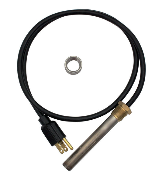 Engine Oil Heater - Internal Element - 400 Watt - 110V / 120V Rating - 3 ft Cord - Weld-On - 1/2 in NPT Aluminum Fitting / Bung - Kit