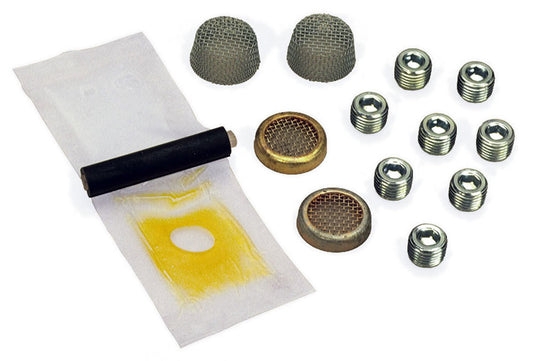 Oil Return Screen Kit - Screens / Epoxy / Plugs - Stainless Mesh - Small Block Chevy - Kit