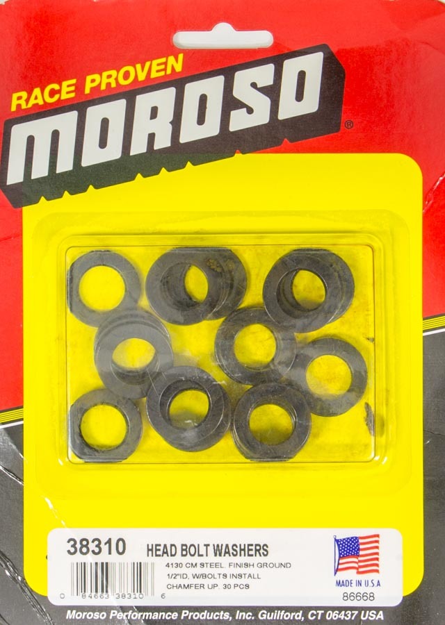 Head Bolt Washer - 0.500 in ID - Heat Treated - Chromoly - Natural - Head Bolts - Set of 30