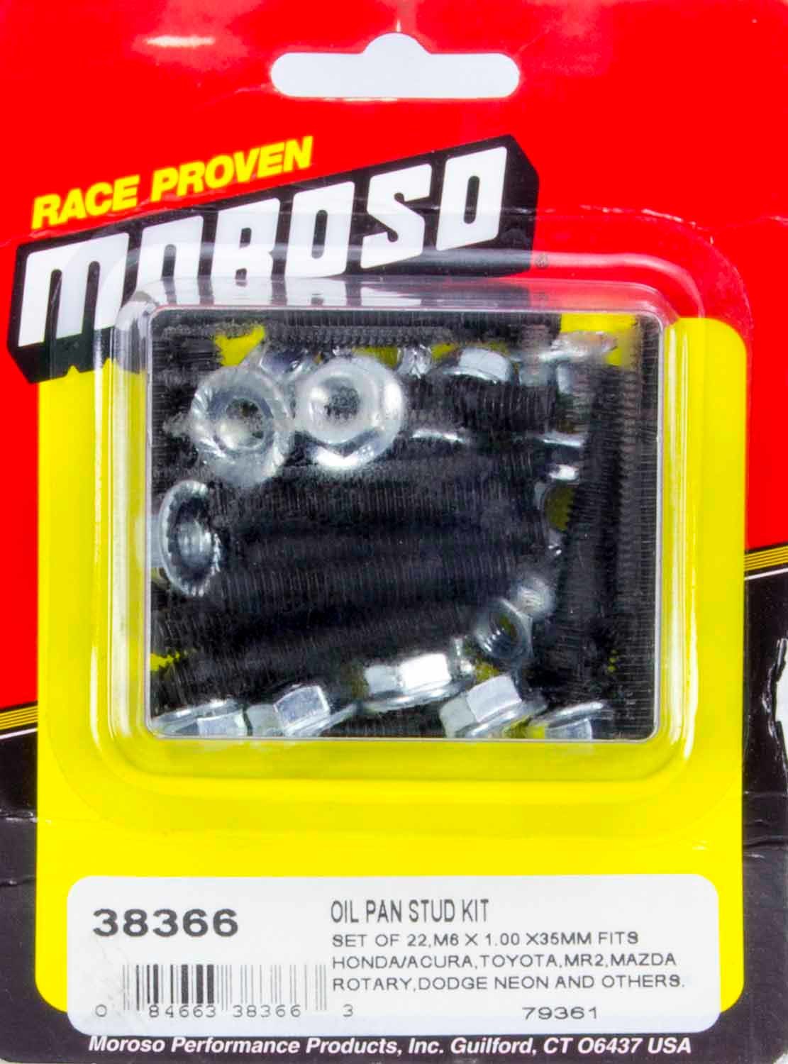 Oil Pan Stud - Serrated Face Nuts - 6 mm x 1.00 x 35 mm - Steel - Black Oxide - Various Applications - Set of 22