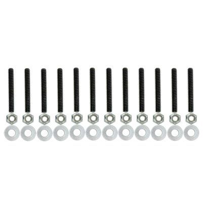Stud Kit - 1/4-20 in Thread - 1.750 in Long - Hex Nuts - Steel - Black Oxide - Valve Cover - Small Block Ford - Set of 12