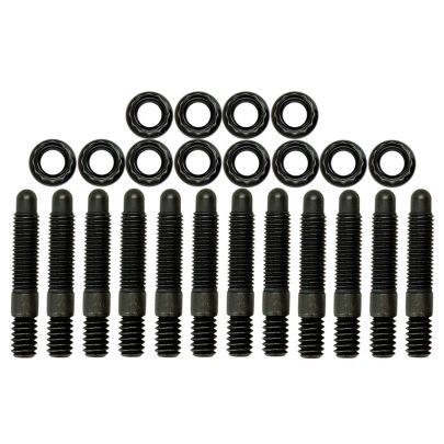 Stud Kit - 6 mm x 0.75 - 1.500 in Long - 12 Point Nuts - Steel - Black Oxide - Valve Cover - Small Block Ford - Set of 12