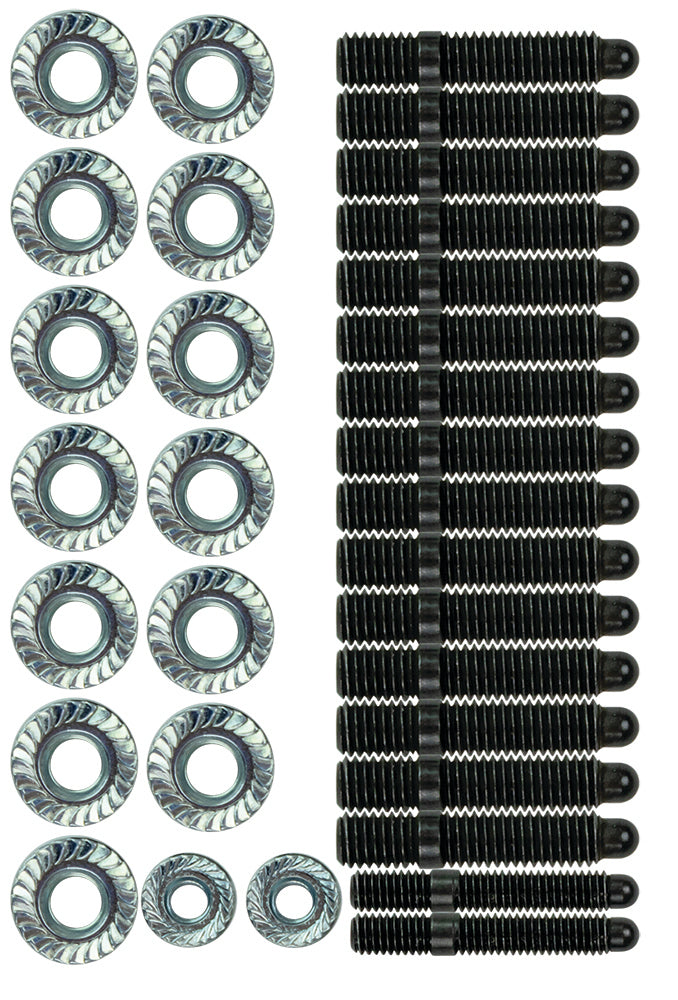 Oil Pan Stud - Serrated Face Nuts - Grade 8 - Steel - Black Oxide - GM LS-Series - Kit