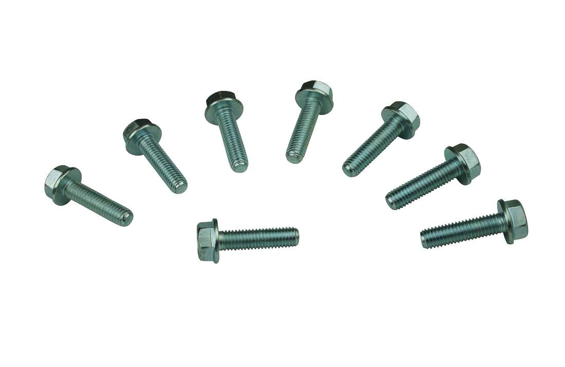 Timing Cover Bolt - 8 mm x 1.25 Thread - 30 mm Long - Hex Head - Steel - Zinc Oxide - GM LS-Series - Set of 8