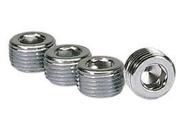 Fitting - Plug - 3/8 in NPT - Allen Head - Steel - Chrome - Set of 4