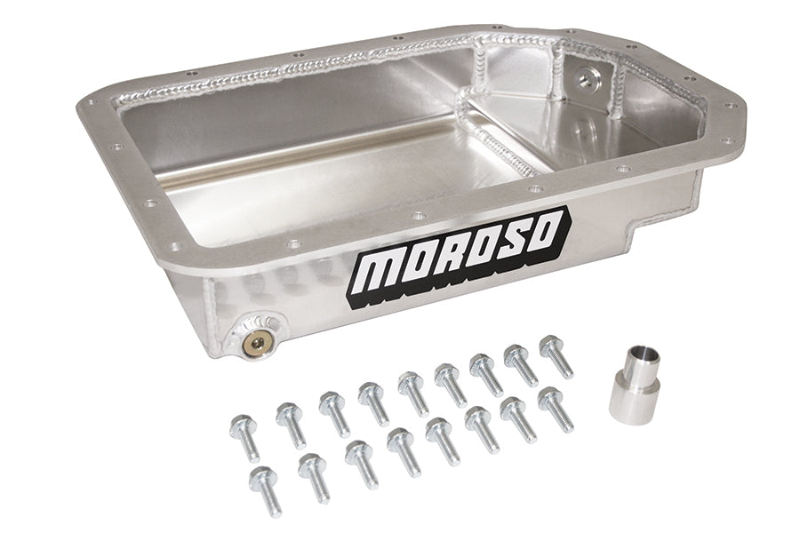 Transmission Pan - Flat - 3.5 in Deep - 2.5 in Notch - Hardware included - Aluminum - Natural - 4L80E - Kit