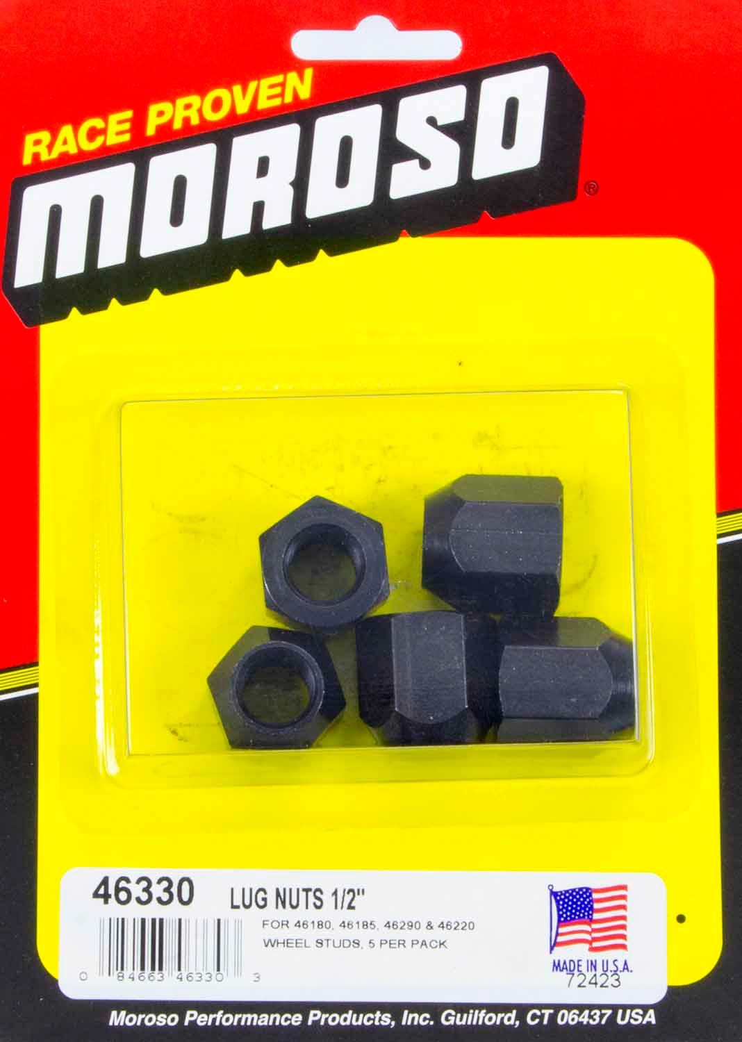 Lug Nut - 1/2-20 in Right Hand Thread - 3/4 in Hex Head - 60 Degree Seat - Open End - Steel - Black Oxide - Set of 5