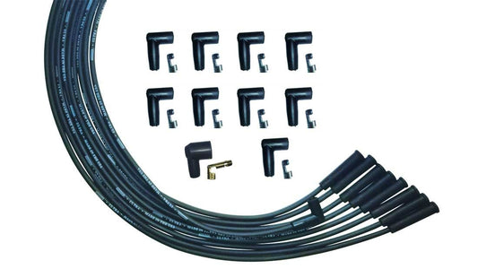 Spark Plug Wire Set - Ultra - Spiral Core - 8 mm - Black - Straight Plug Boots - HEI Style Terminal - Universal 8-Cylinder - Kit