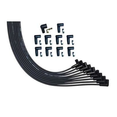 Spark Plug Wire Set - Ultra - Spiral Core - 8 mm - Black - 90 Degree Plug Boots - HEI Style Terminal - Universal 8-Cylinder - Kit