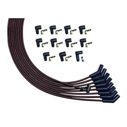 Spark Plug Wire Set - Ultra - Spiral Core - 8 mm - Black - 135 Degree Plug Boots - Socket Style - Universal 8-Cylinder - Kit
