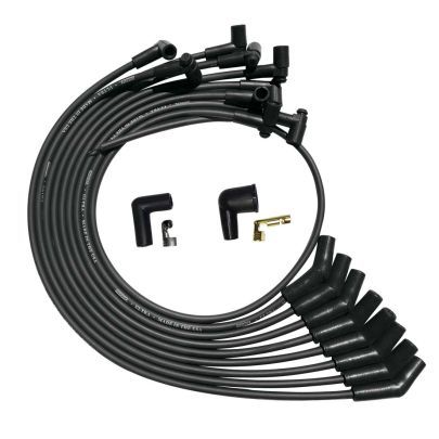 Spark Plug Wire Set - Ultra - Spiral Core - 8 mm - Black - 135 Degree Plug Boots - HEI Style Terminal - Small Block Ford - Kit