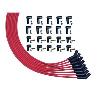 Spark Plug Wire Set - Ultra - Spiral Core - 8 mm - Red - 135 Degree Plug Boots - HEI / Socket Style - Universal 8-Cylinder - Kit