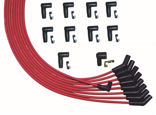 Spark Plug Wire Set - Ultra - Spiral Core - 8 mm - Red - 135 Degree Plug Boots - HEI Style Terminal - Universal 8-Cylinder - Kit