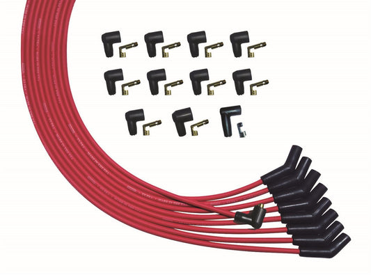Spark Plug Wire Set - Ultra - Spiral Core - 8 mm - Red - 135 Degree Plug Boots - Socket Style - Universal 8-Cylinder - Kit