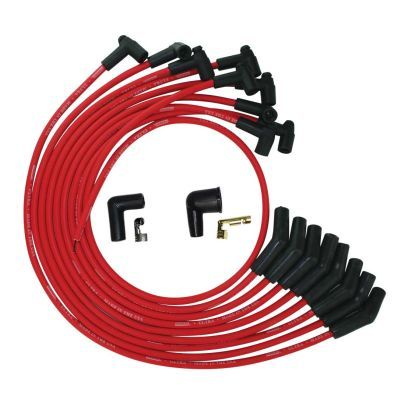 Spark Plug Wire Set - Ultra - Spiral Core - 8 mm - Red - 135 Degree Plug Boots - HEI Style Terminal - Small Block Ford - Kit