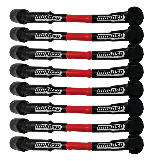 Spark Plug Wire Set - Ultra - Spiral Core - 7 mm - Sleeved - Red - 90 Degree Plug Boots - Factory Style Boots - 9.75 in Long - GM LS-Series - Kit