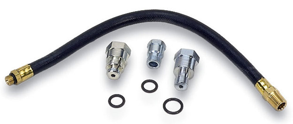 Spark Plug Air Hose Adapter - 14 / 18 mm Thread - 12 in Rubber Hose - Kit