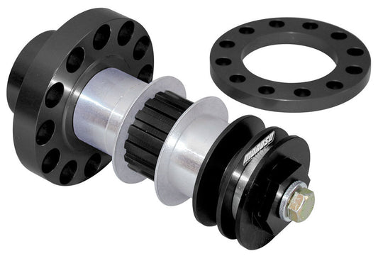 Crank Mandrel Drive Kit - 5 in Long Mandrel - Gilmer / V-Belt Pulleys - Hardware Included - Small Block Ford - Kit